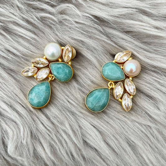 Amazonite & swarovski earrings