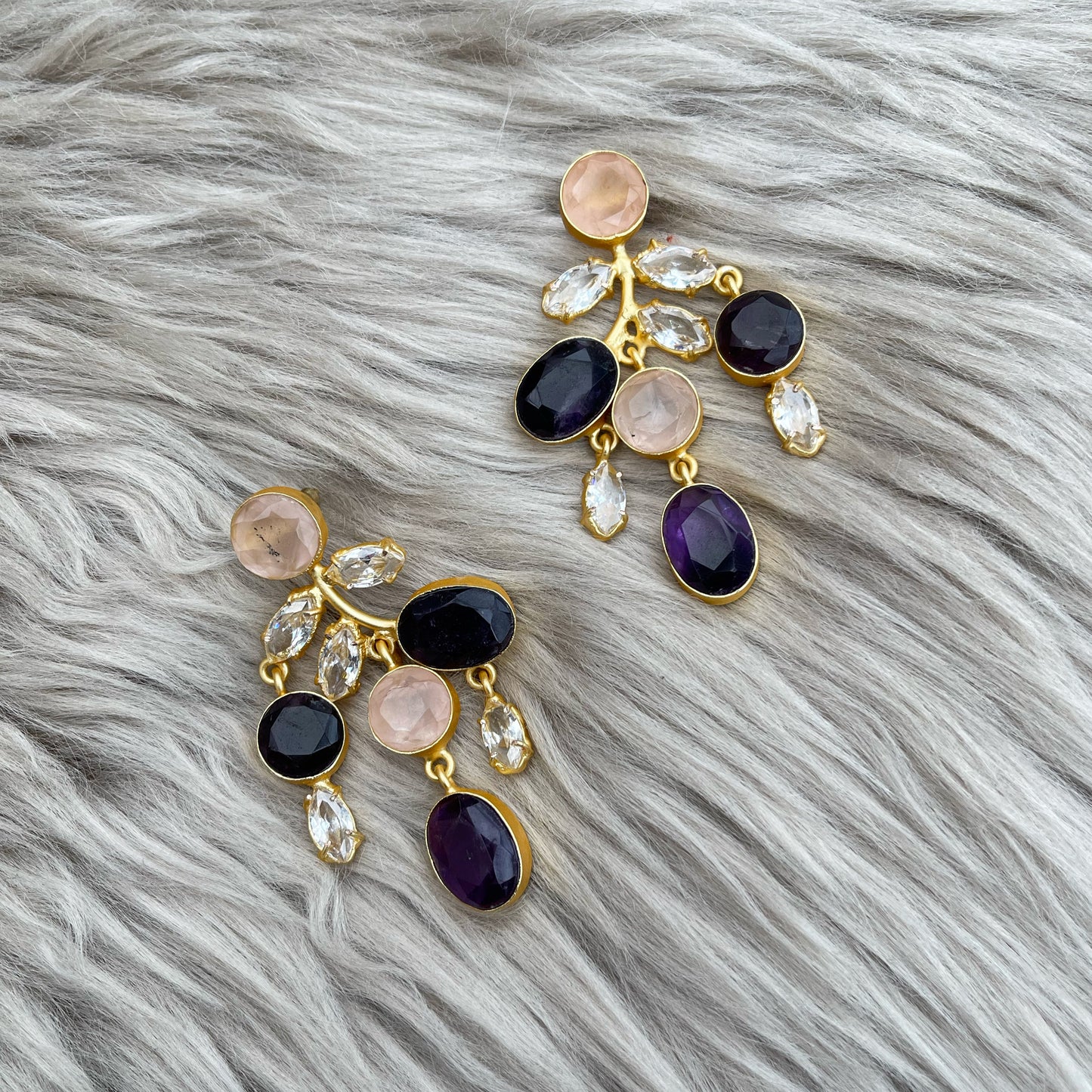 Amethyst & rose quartz earrings