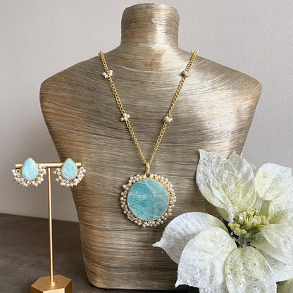 Amazonite pendant set