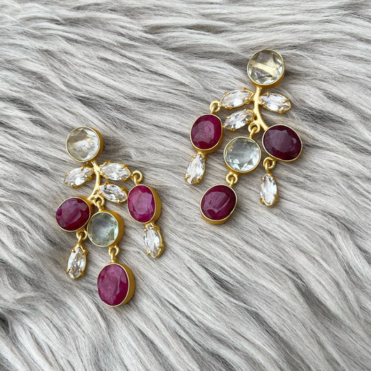 Ruby & Swarovski earrings