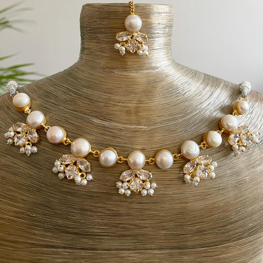 Swarovski & pearl necklace set