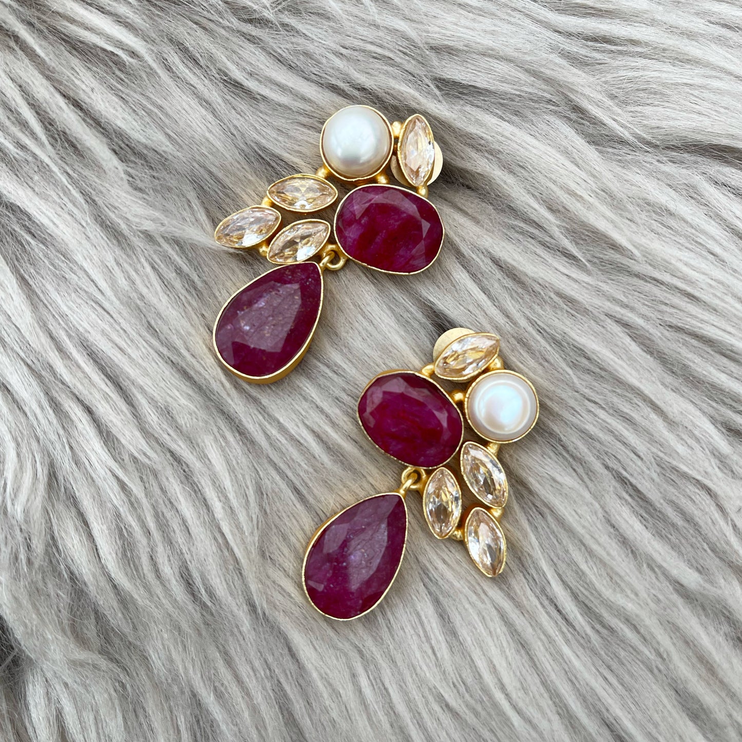 Ruby & swarovski earrings