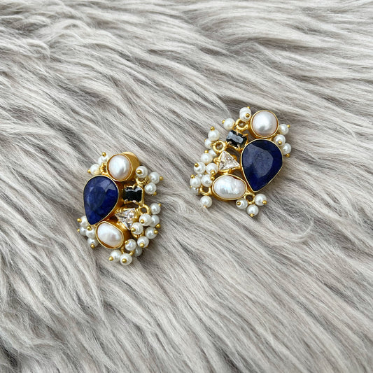 Navy & pearl studs