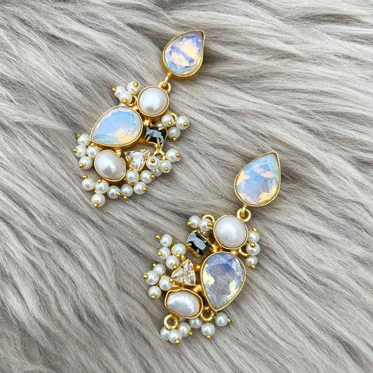 Opalite & pearl earrings