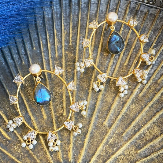 Labradorite & Swarovski earrings