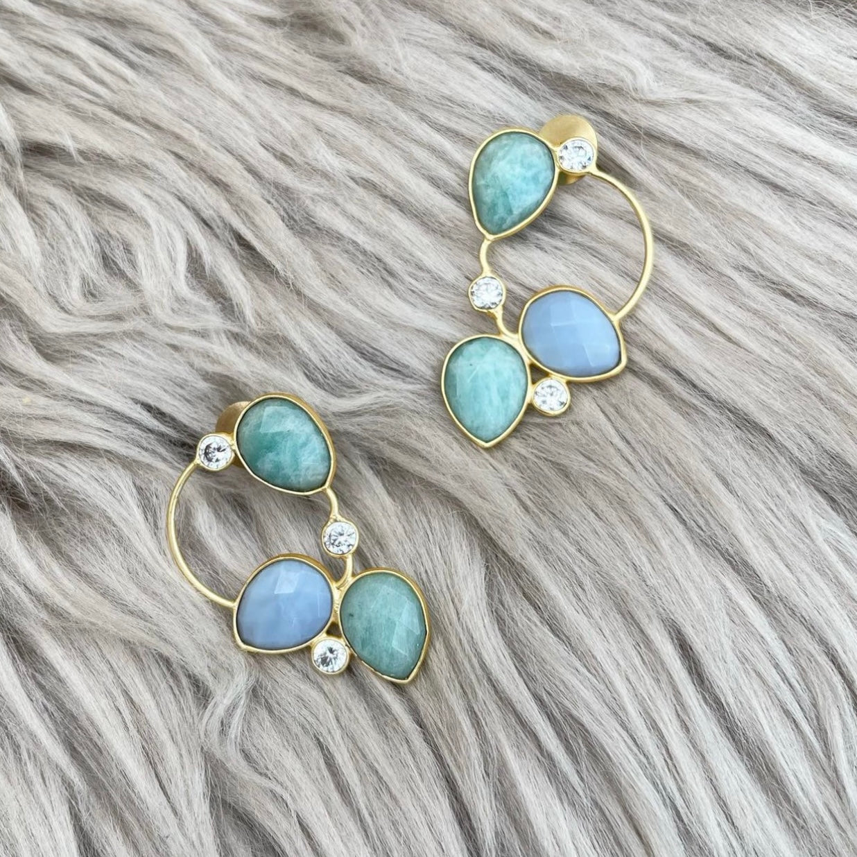 Amazonite & angelite studs