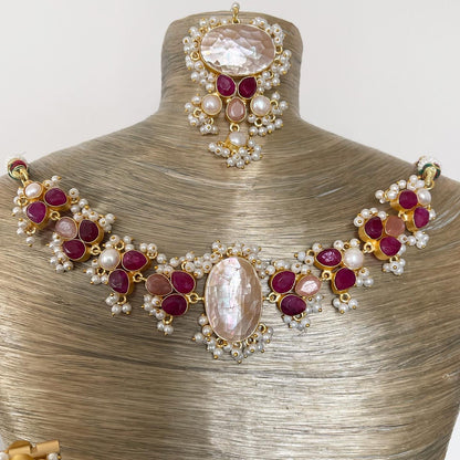 Oyster Ruby Necklace Set